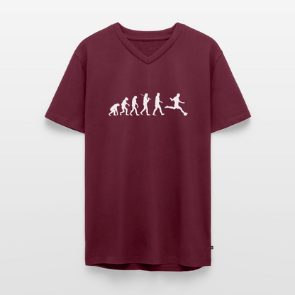 Männer Bio-T-Shirt mit V-Ausschnitt - Burgunderrot