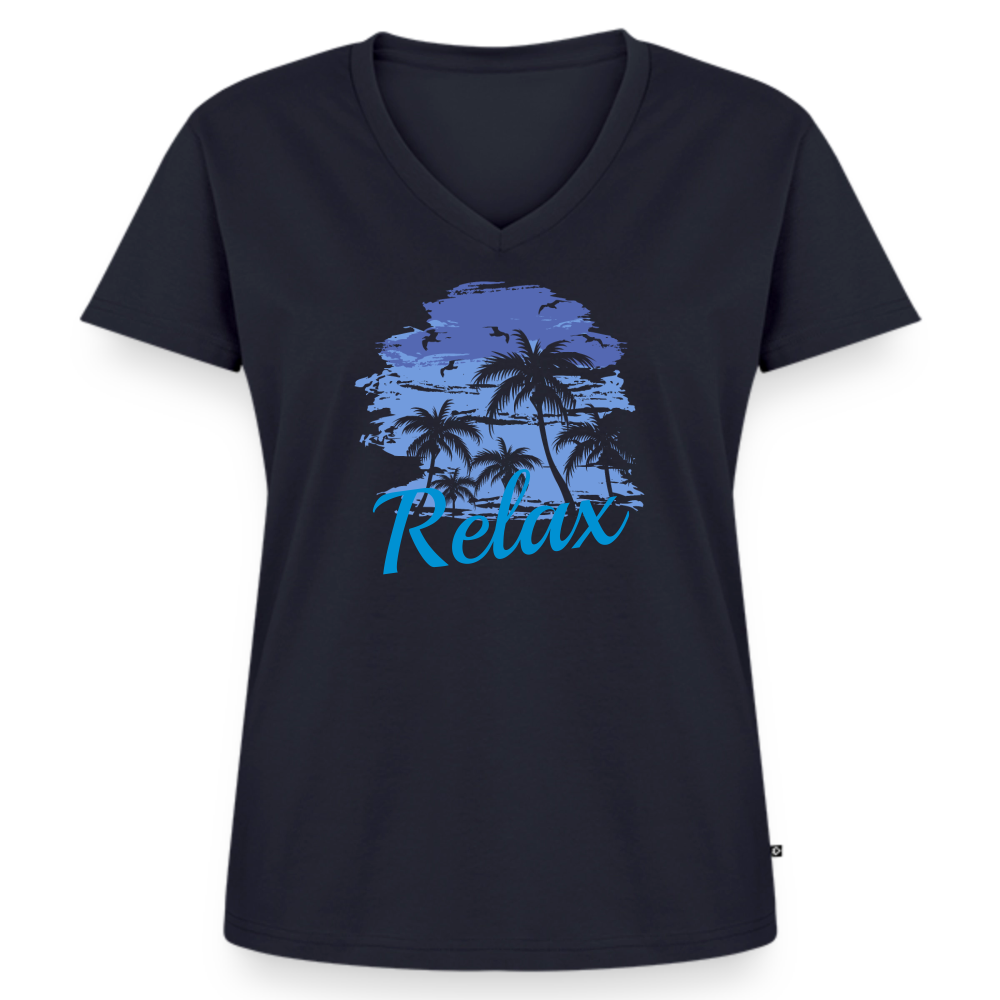 Frauen Bio-T-Shirt mit V-Ausschnitt - Navy