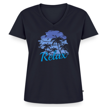 Frauen Bio-T-Shirt mit V-Ausschnitt - Navy