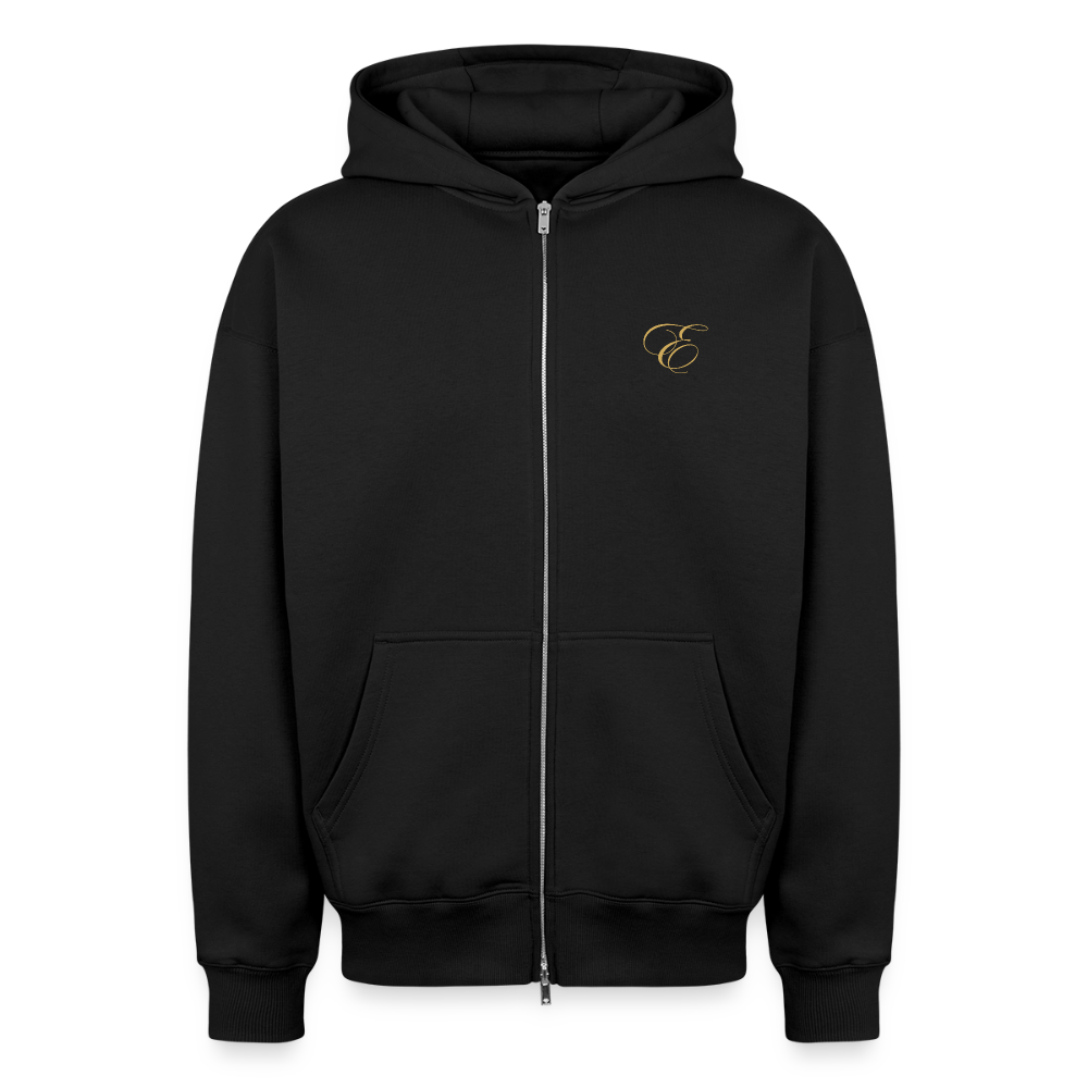 Oversized Heavyweight Unisex Zip Hoodie - Schwarz