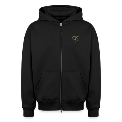 Oversized Heavyweight Unisex Zip Hoodie - Schwarz