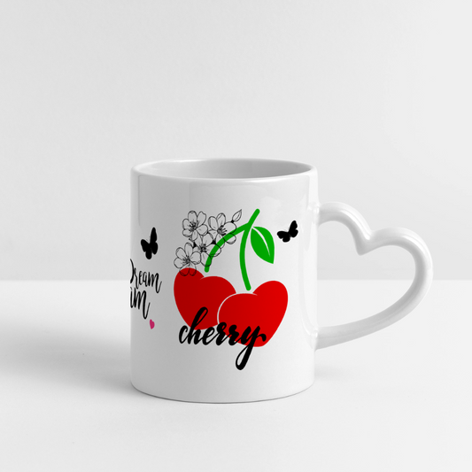 Panoramatasse mit Herzhenkel - Weiß