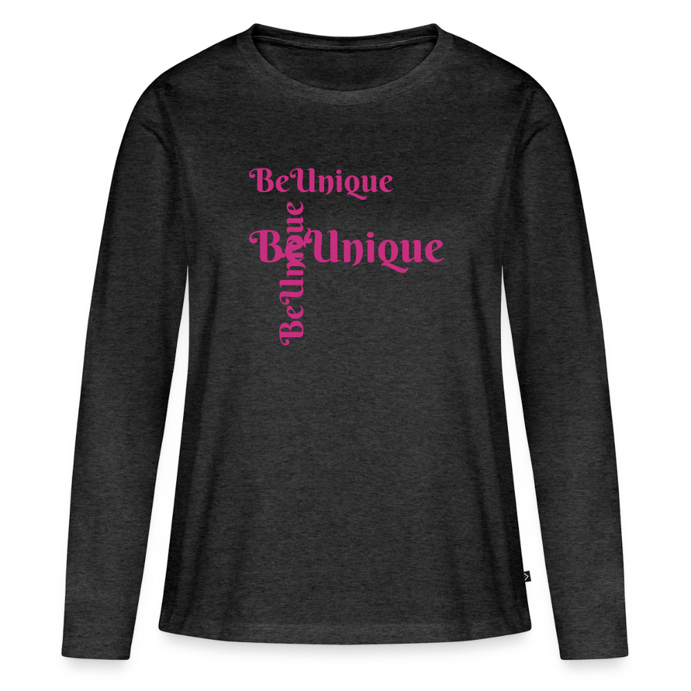 Frauen Premium Langarmshirt - Anthrazit meliert