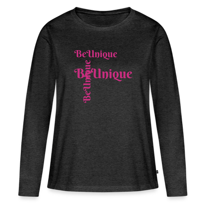 Frauen Premium Langarmshirt - Anthrazit meliert