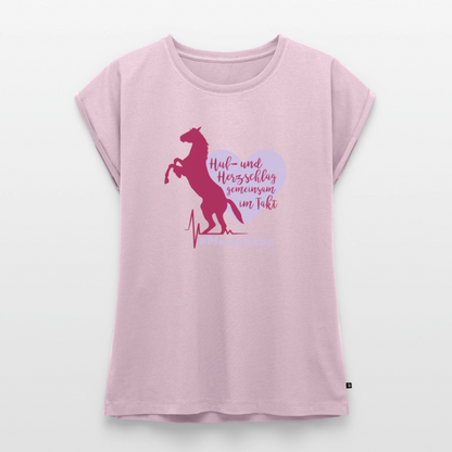 Frauen T-Shirt mit gerollten Ärmeln - Altrosa