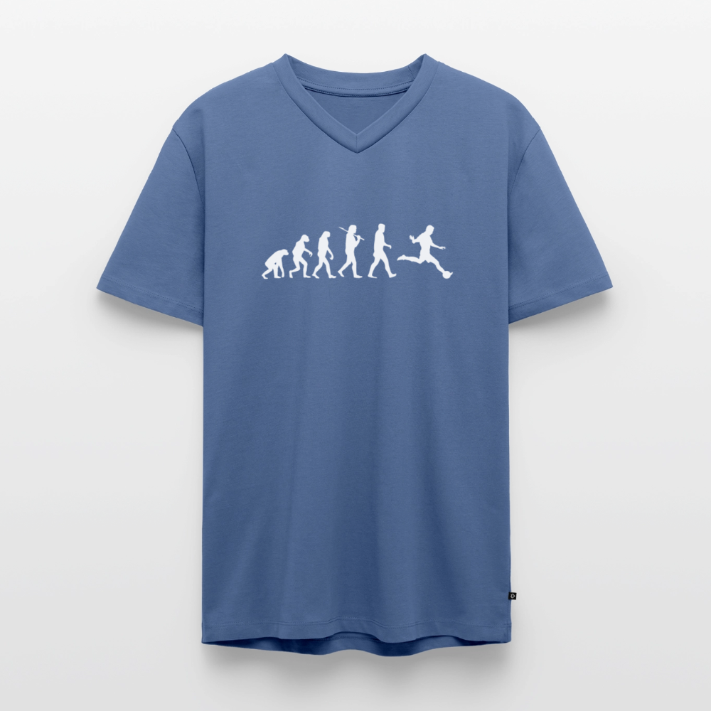 Männer Bio-T-Shirt mit V-Ausschnitt - Taubenblau
