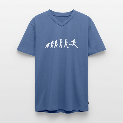 Männer Bio-T-Shirt mit V-Ausschnitt - Taubenblau