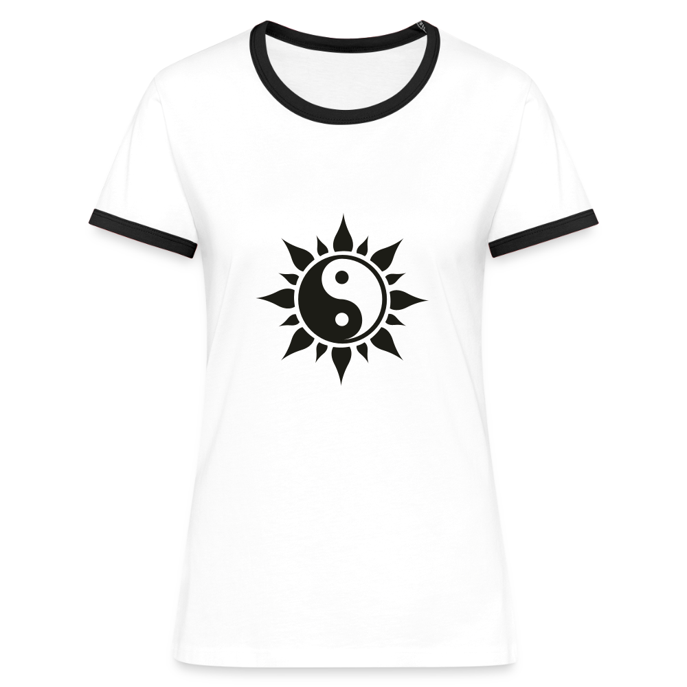 Frauen Ringer T-Shirt - Weiß/Schwarz