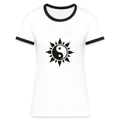 Frauen Ringer T-Shirt - Weiß/Schwarz