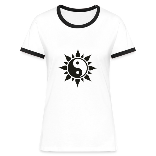 Frauen Ringer T-Shirt - Weiß/Schwarz