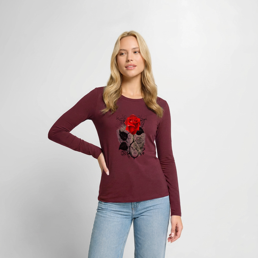 Frauen Premium Langarmshirt - Burgunderrot