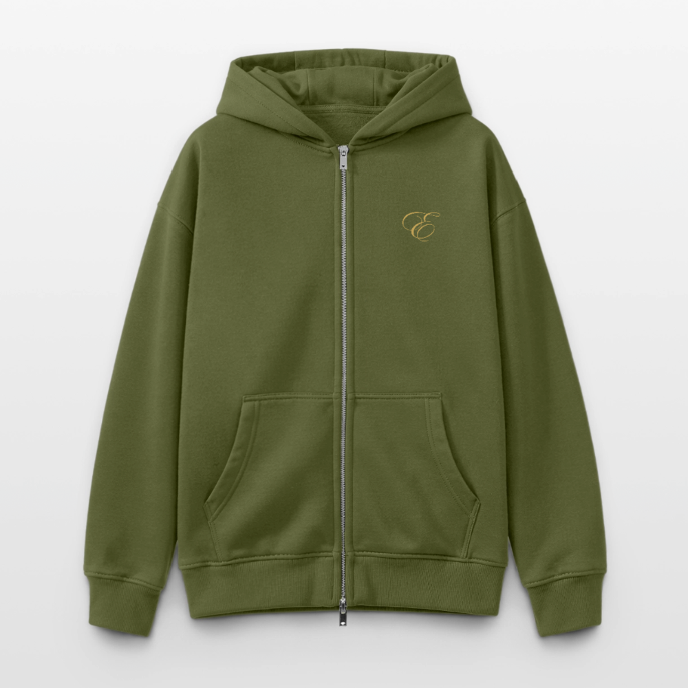 Oversized Heavyweight Unisex Zip Hoodie - Khaki
