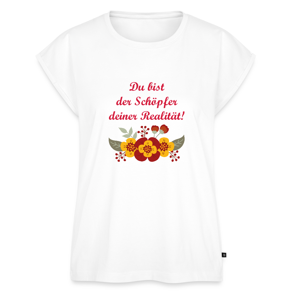 Frauen T-Shirt mit gerollten Ärmeln - Weiß