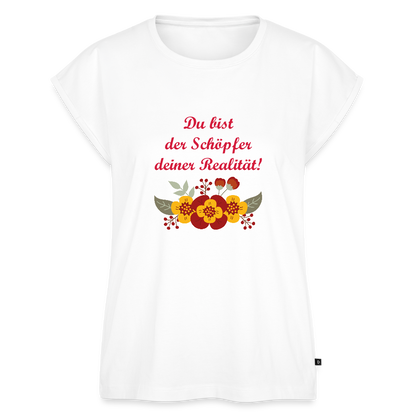 Frauen T-Shirt mit gerollten Ärmeln - Weiß