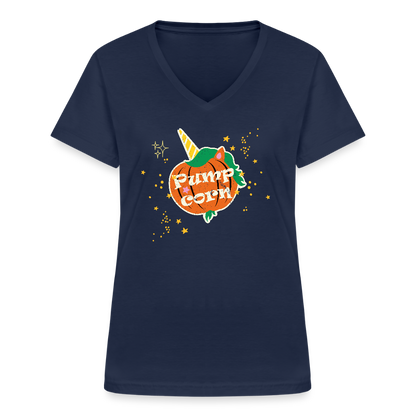Klassisches Frauen-T-Shirt mit V-Ausschnitt - Navy