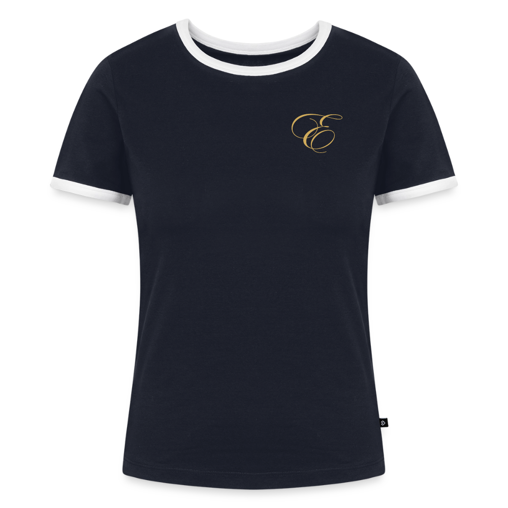 Frauen Kontrast-T-Shirt - Navy/Weiß 