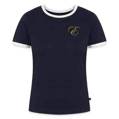 Frauen Kontrast-T-Shirt - Navy/Weiß 