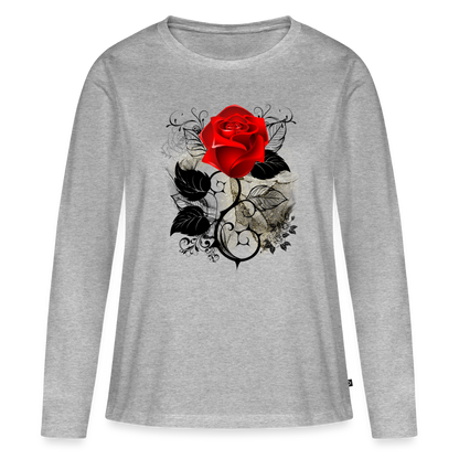 Frauen Premium Langarmshirt - Grau meliert