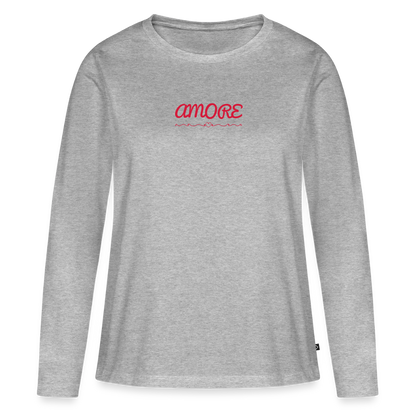 Frauen Premium Langarmshirt - Grau meliert