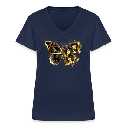 Klassisches Frauen-T-Shirt mit V-Ausschnitt - Navy