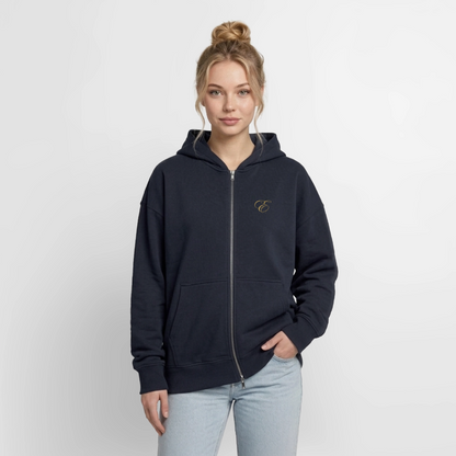 Oversized Heavyweight Unisex Zip Hoodie - Navy