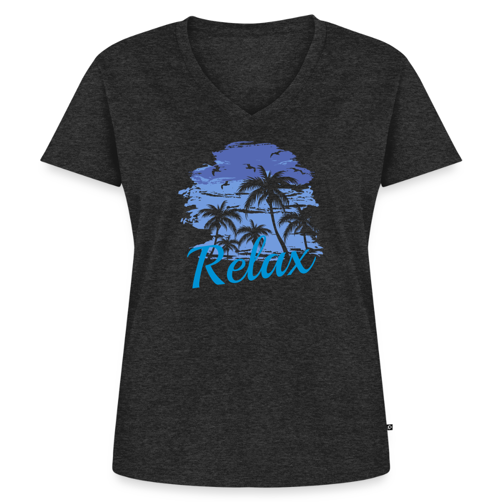 Frauen Bio-T-Shirt mit V-Ausschnitt - Anthrazit meliert