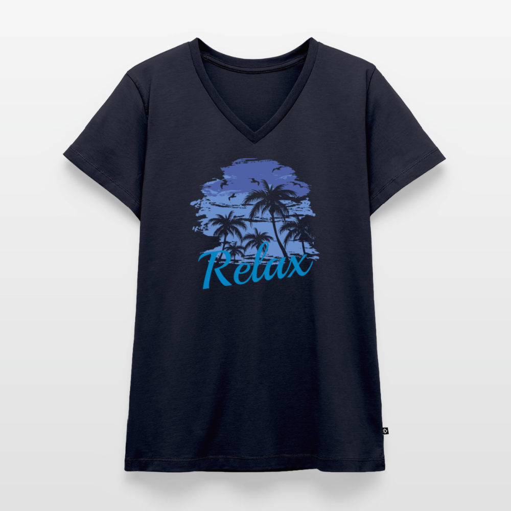 Frauen Bio-T-Shirt mit V-Ausschnitt - Navy