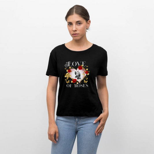 Relaxed Rundhals Frauen Bio-T-Shirt - Schwarz