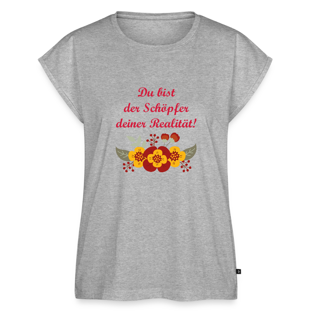 Frauen T-Shirt mit gerollten Ärmeln - Grau meliert