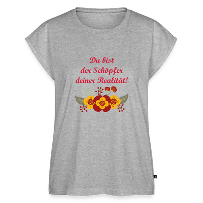 Frauen T-Shirt mit gerollten Ärmeln - Grau meliert