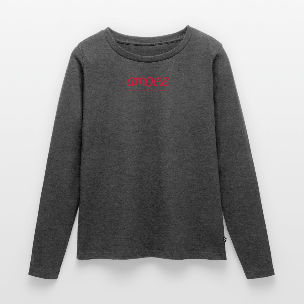 Frauen Premium Langarmshirt - Anthrazit meliert
