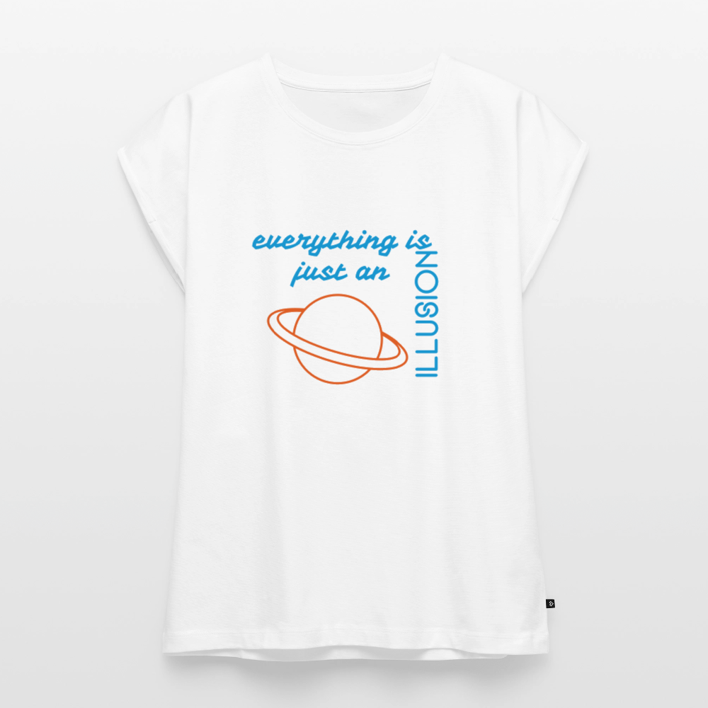 Frauen T-Shirt mit gerollten Ärmeln - Weiß