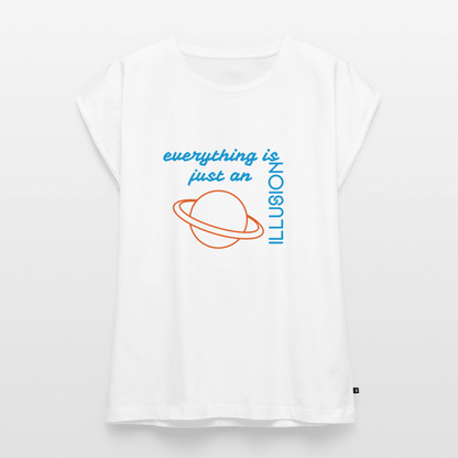 Frauen T-Shirt mit gerollten Ärmeln - Weiß