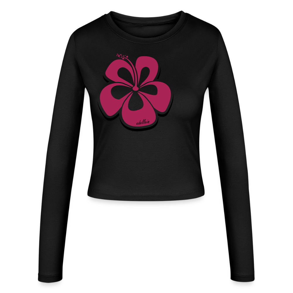 Frauen Slim Fit Langarmshirt - Schwarz