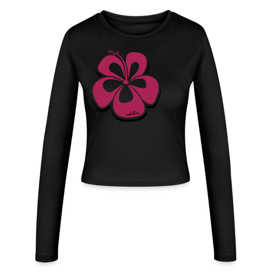 Frauen Slim Fit Langarmshirt - Schwarz