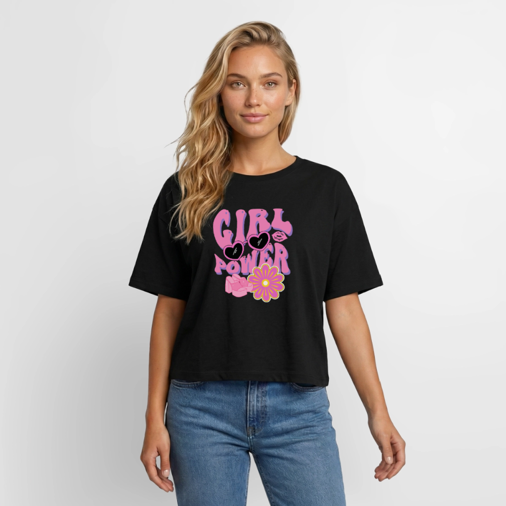 Relaxed Fit Frauen Modal Cotton T-Shirt - Schwarz