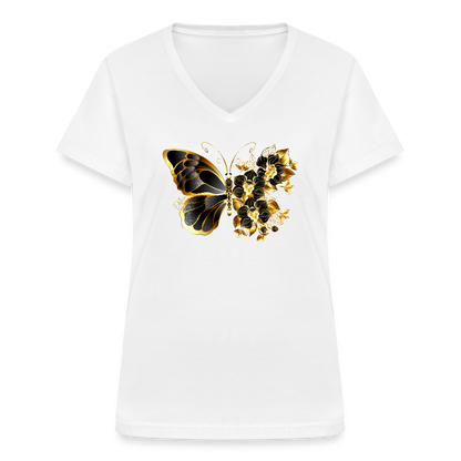 Klassisches Frauen-T-Shirt mit V-Ausschnitt - Weiß