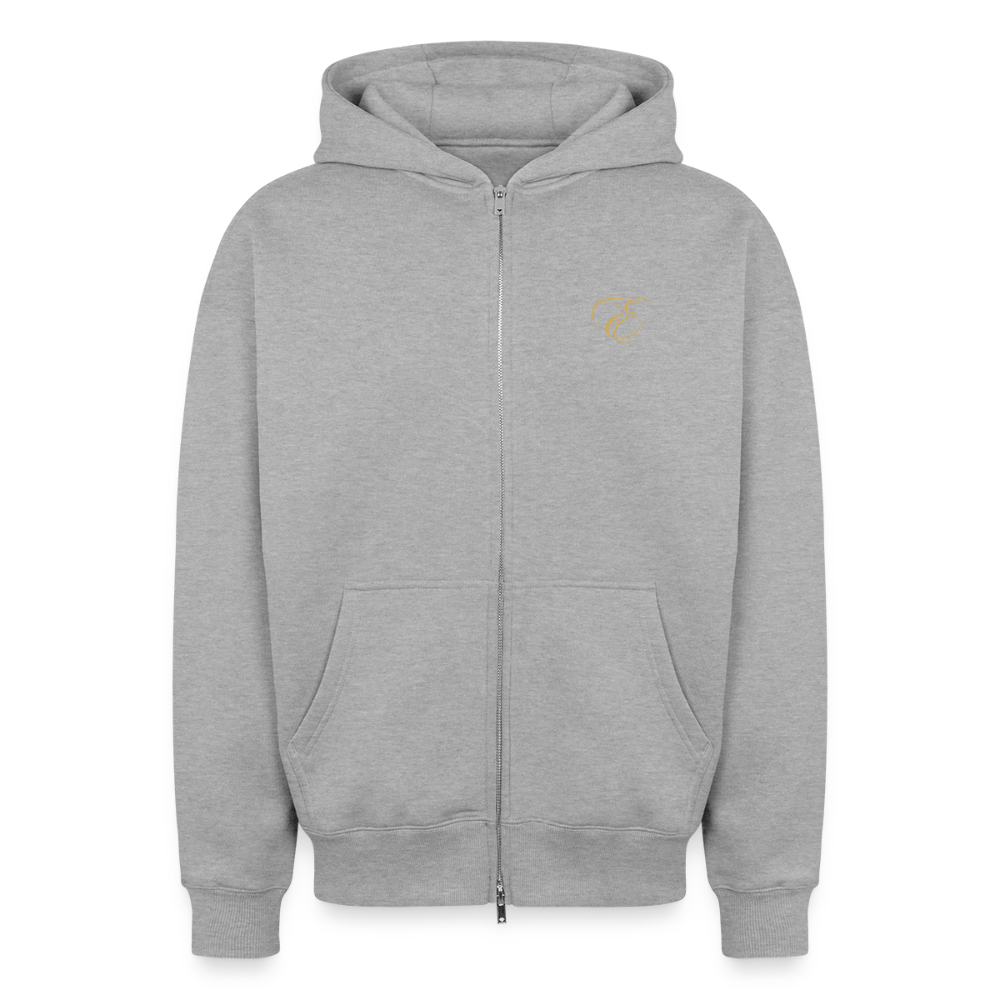 Oversized Heavyweight Unisex Zip Hoodie - Grau meliert