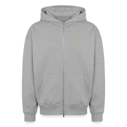 Oversized Heavyweight Unisex Zip Hoodie - Grau meliert