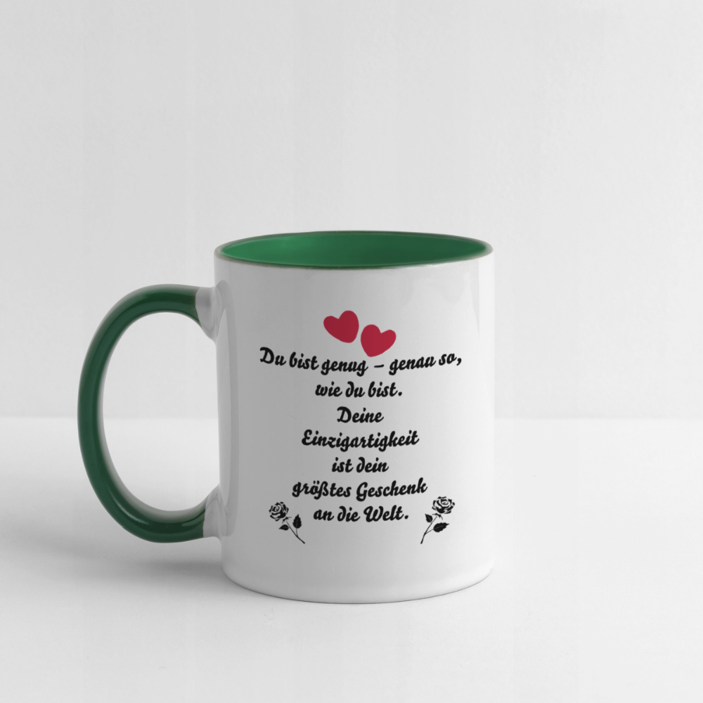 Tasse zweifarbig - Weiß/Dunkelgrün