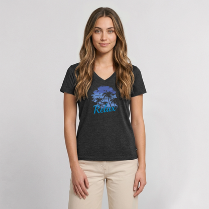Frauen Bio-T-Shirt mit V-Ausschnitt - Anthrazit meliert