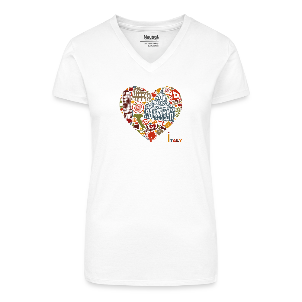 Bio Frauen T-Shirt mit V-Ausschnitt - Weiß