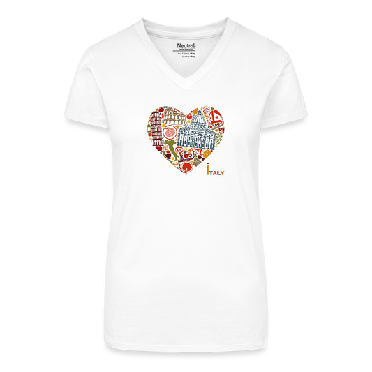 Bio Frauen T-Shirt mit V-Ausschnitt - Weiß