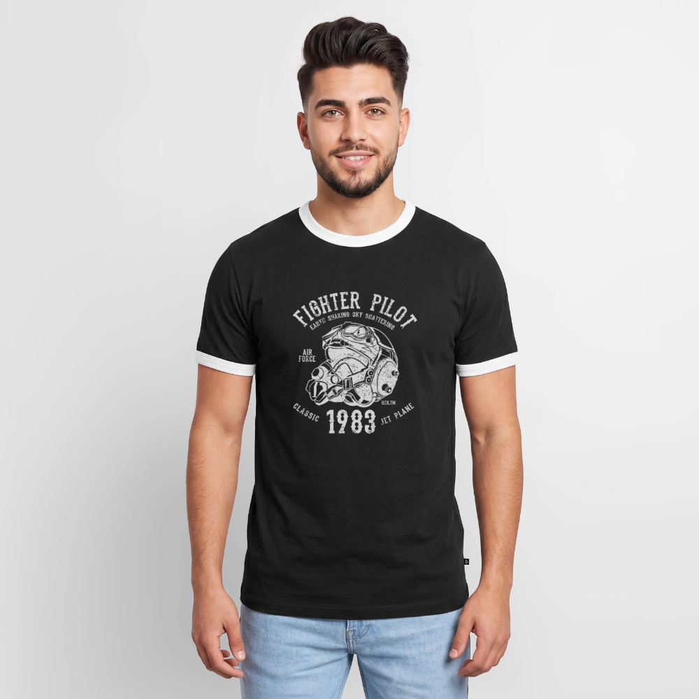 Slim Fit Männer Organic Contrast T-Shirt - Schwarz/Weiß