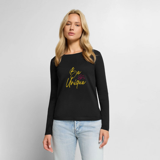Frauen Premium Langarmshirt - Schwarz