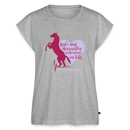 Frauen T-Shirt mit gerollten Ärmeln - Grau meliert