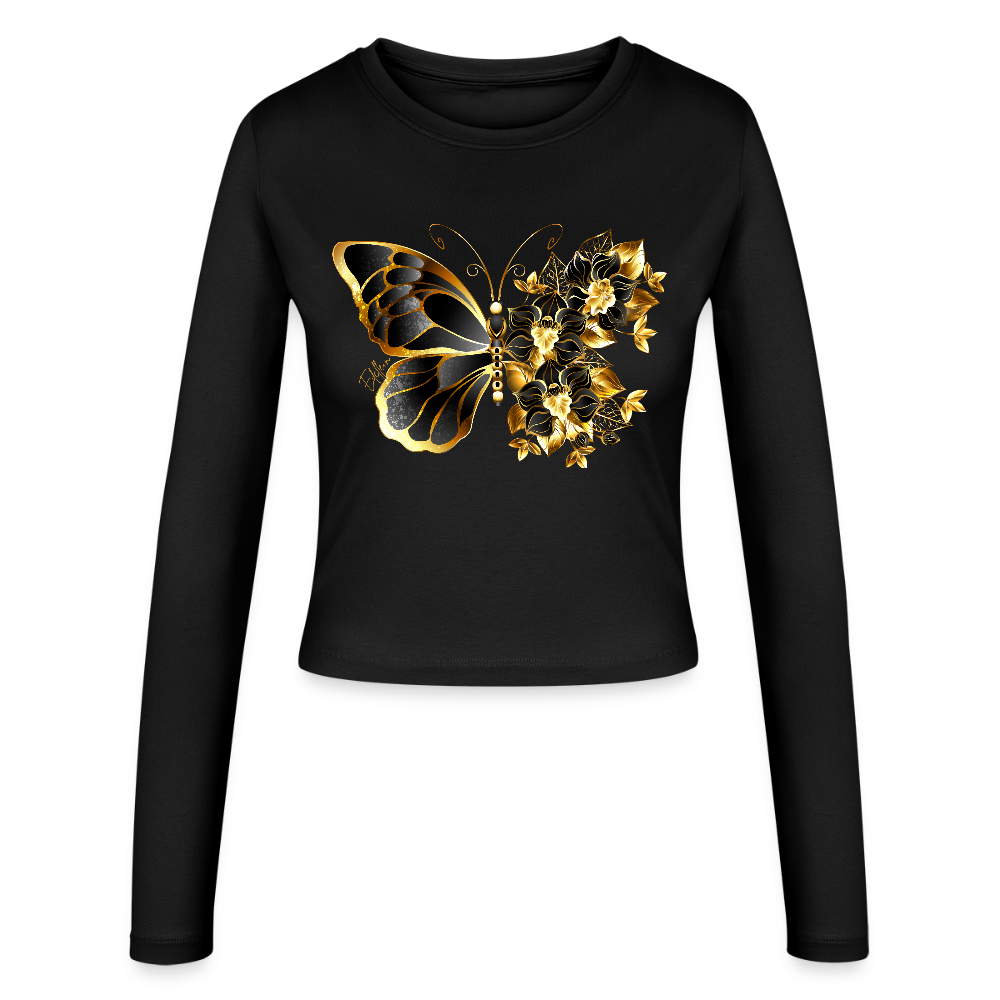 Frauen Slim Fit Langarmshirt - Schwarz