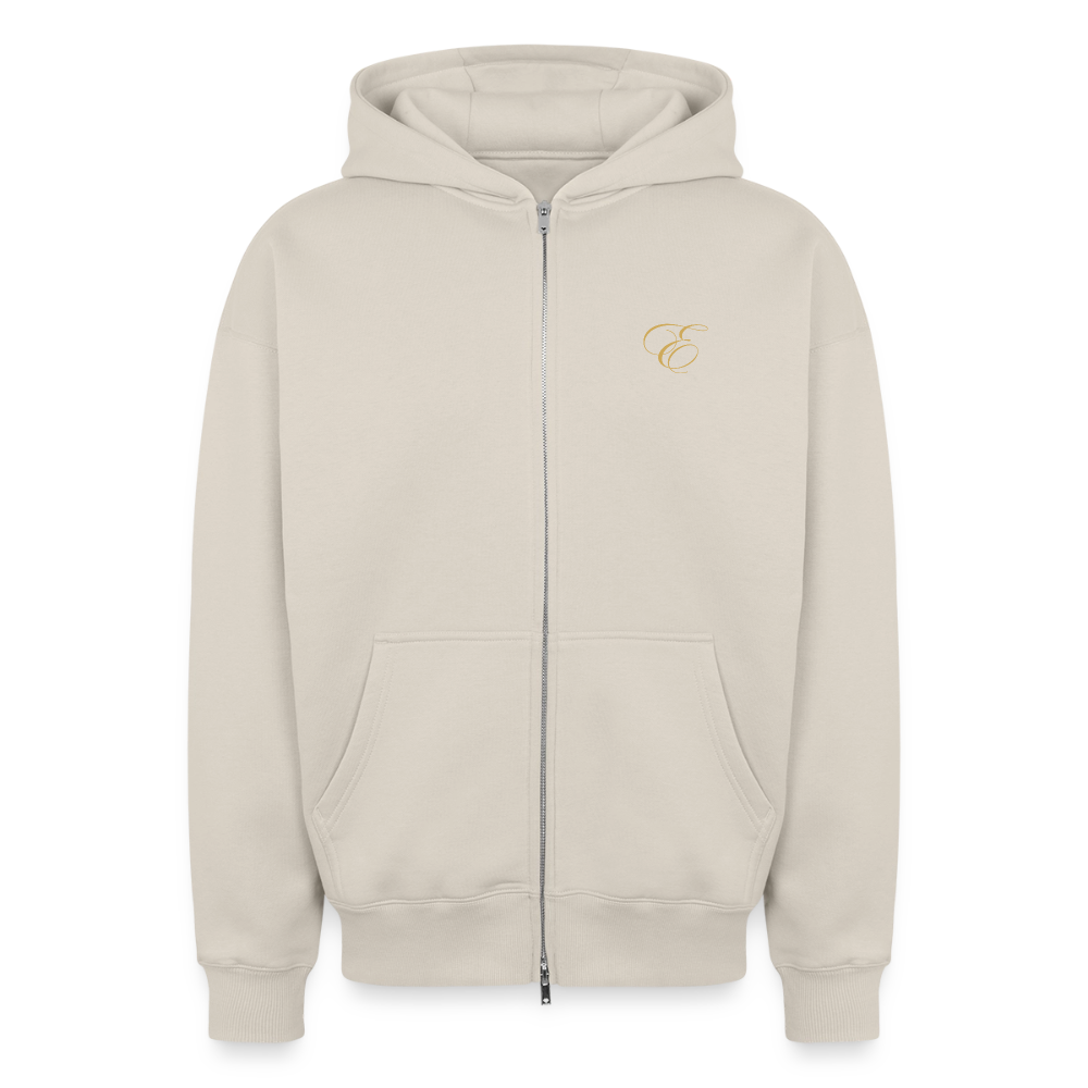 Oversized Heavyweight Unisex Zip Hoodie - Beige
