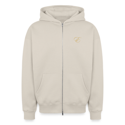 Oversized Heavyweight Unisex Zip Hoodie - Beige