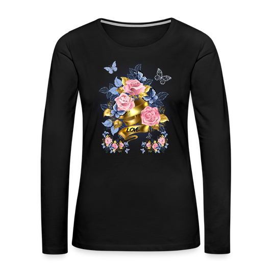 Frauen Premium Langarmshirt - Schwarz